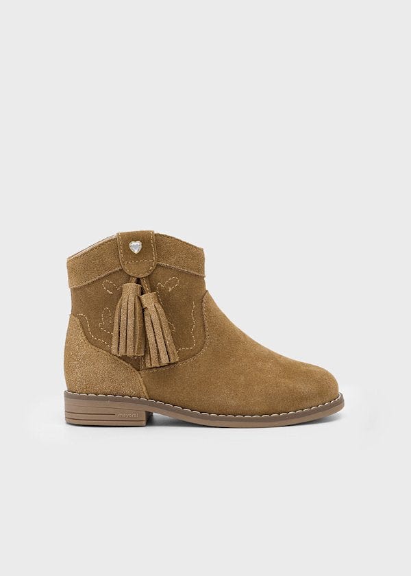 girls suede leather brown cowgirl boots