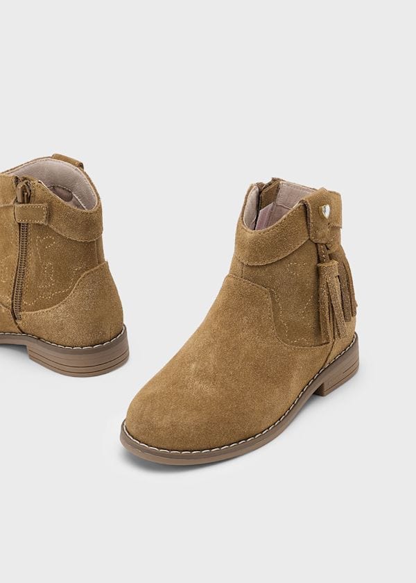 girls suede leather brown cowgirl boots