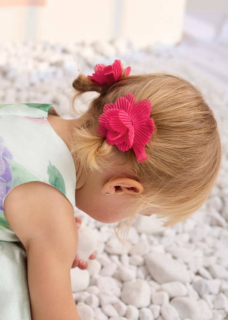 Tulle Hair Clip Set in Fuchsia