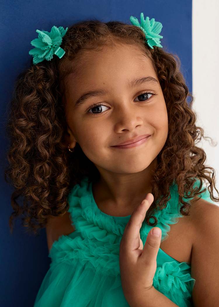 Abel & Lula Tulle Hair Clip Set in Turquoise - Little Miss Muffin Children & Home