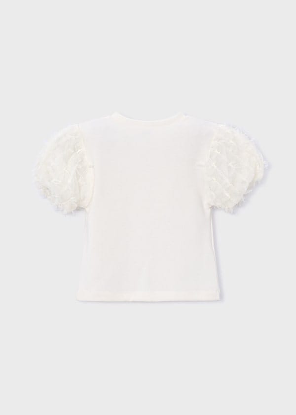 Tulle Puff Sleeve Top in Natural