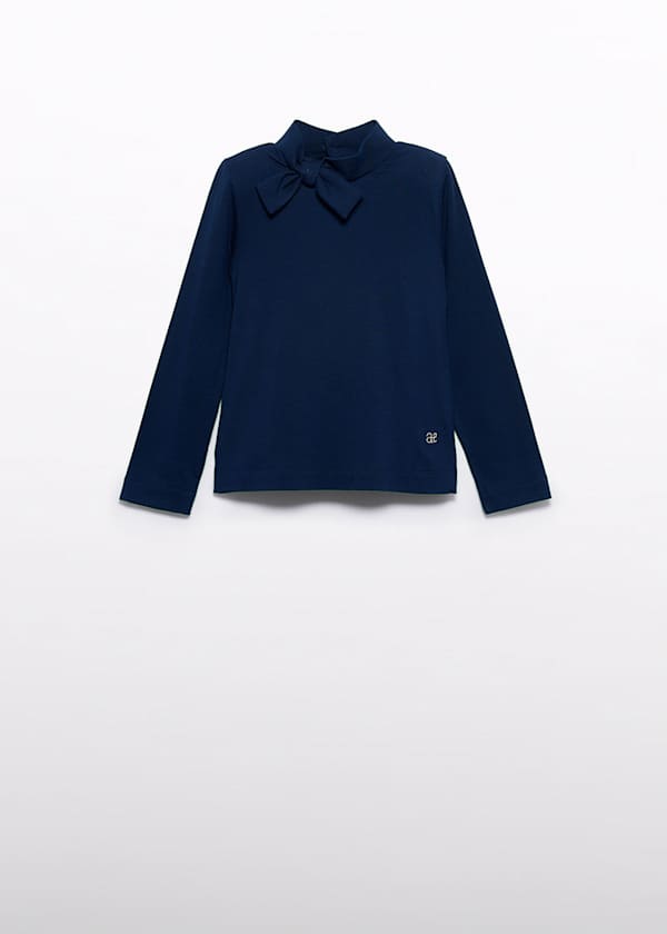 Abel & Lula Knit Turtleneck with Bow Tie in Navy - Little Miss Muffin Children & Home