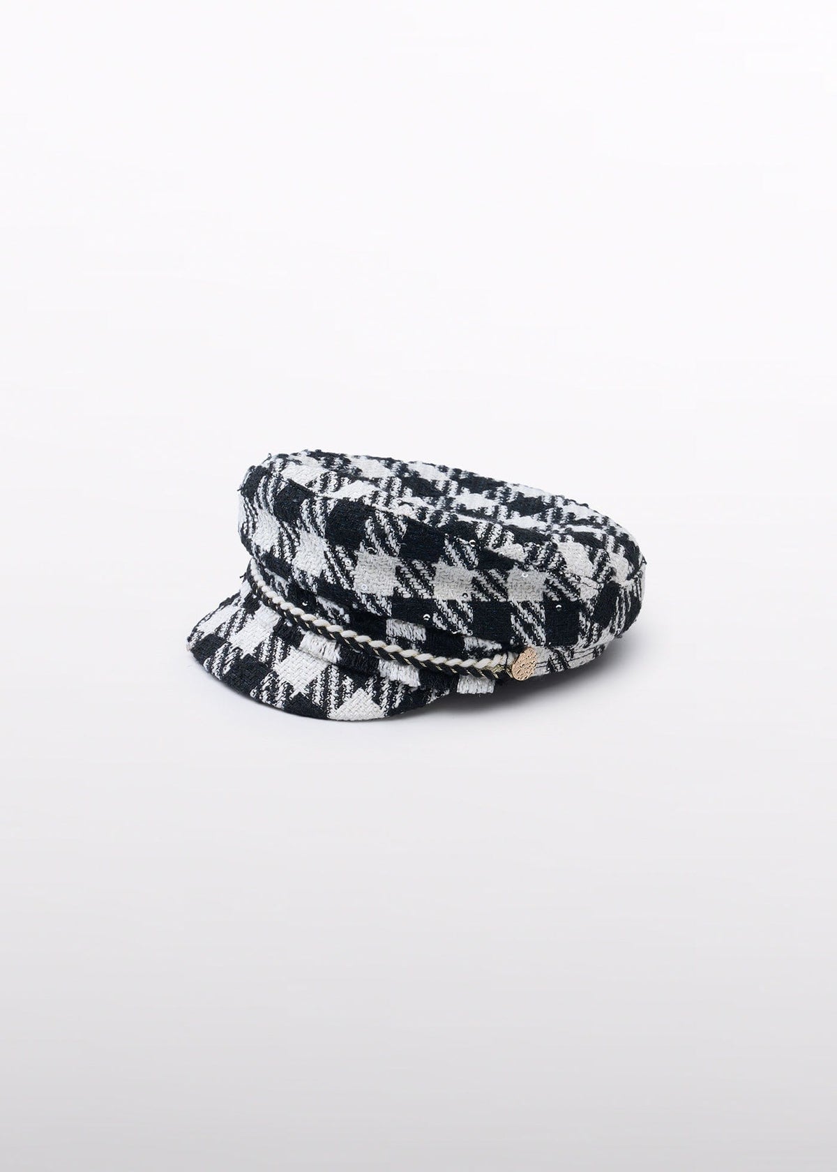 black and white tweed hat