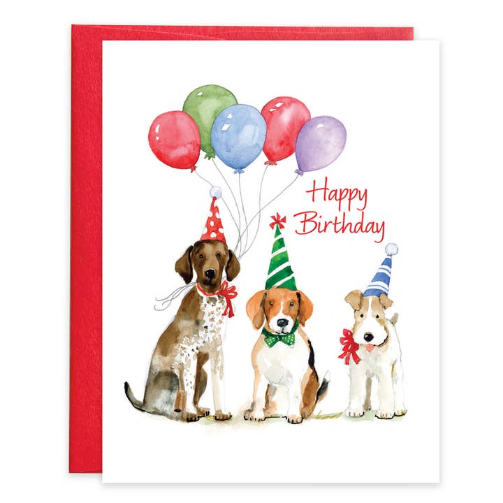 happy birthday card with dogs
