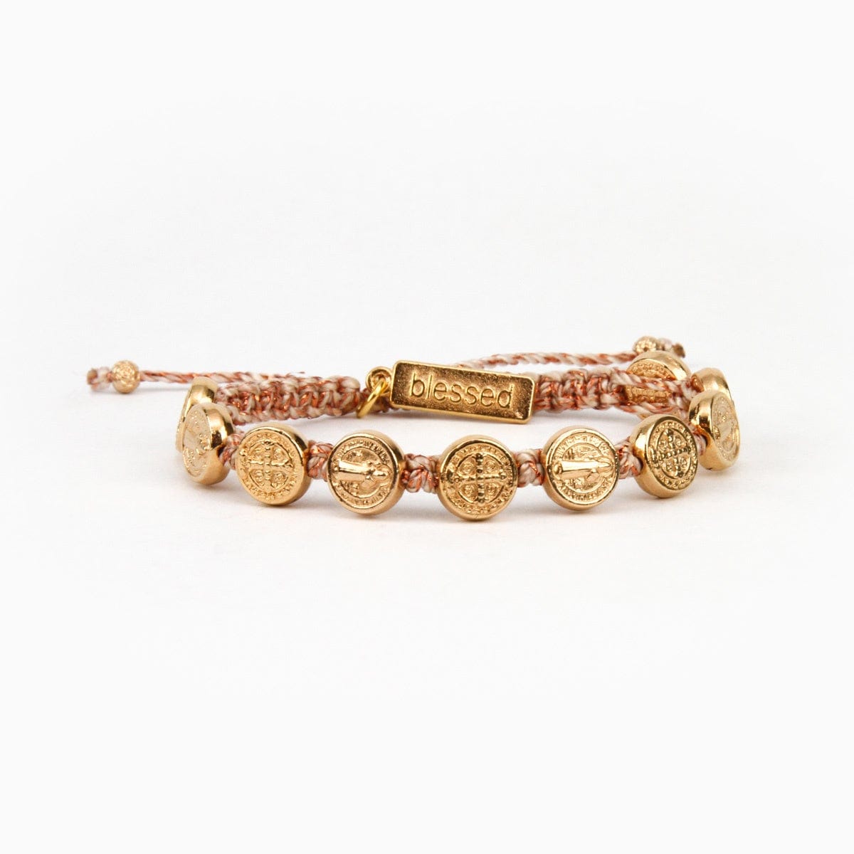 My Saint My Hero Benedictine Blessing Bracelet Rose Gold Medals