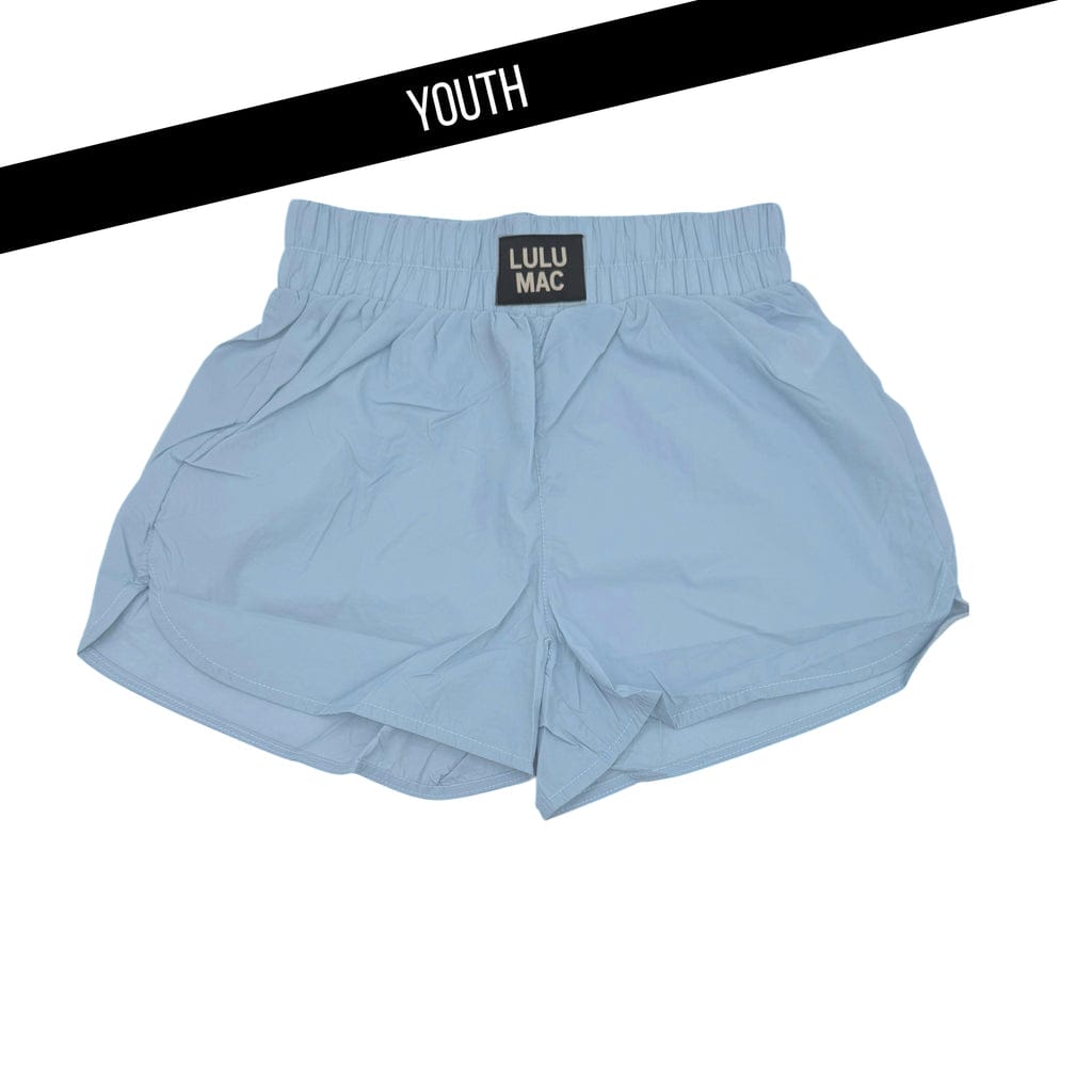 Lulu Mac Light Blue Girls' Solid Shorts | Nylon Kids Play Shorts