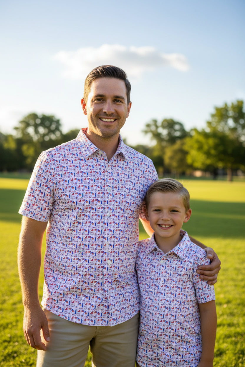 Americana Print Men's Albatross Polo