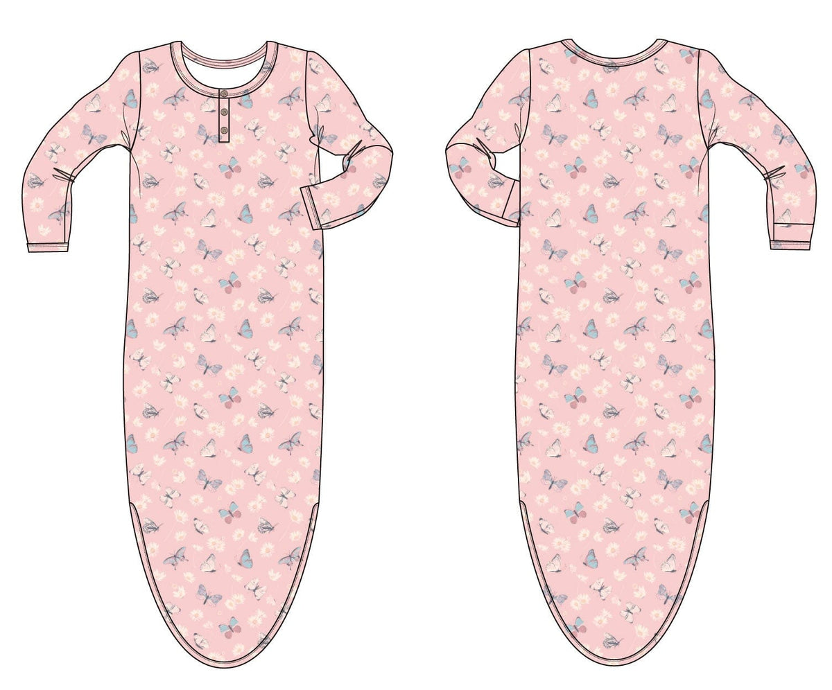 Sweet Bamboo Sweet Bamboo Knotted Gown Butterfly Daisy Pink - Little Miss Muffin Children & Home