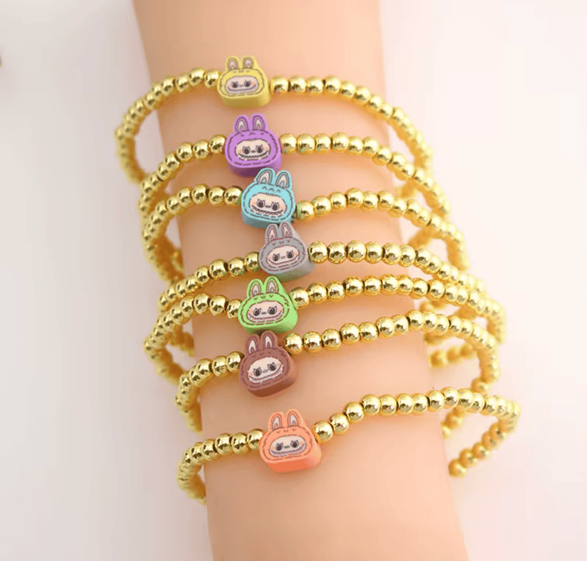 stretchy gold labubu bracelet