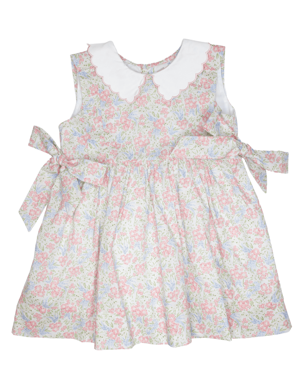 Lulu Bebe Matilda Sleeveless Floral Dress with Peter Pan Collar & Side Bows - Little Miss Muffin Children & Home