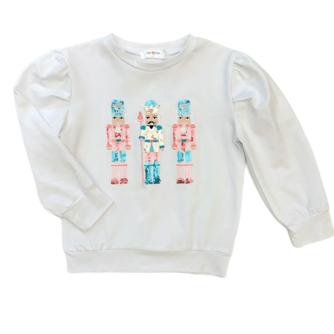 white sequin nutcracker top