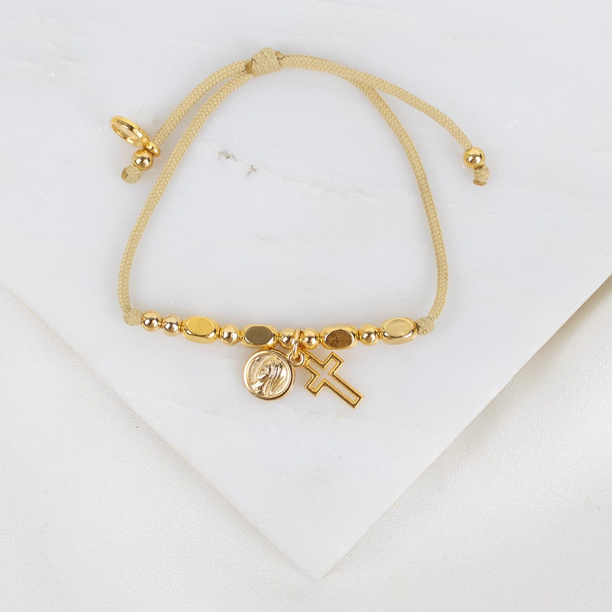 My Saint My Hero Little Saint Bracelet Mary's Our Lady Of Peace/Divine Mercy/Cross Gold - Little Miss Muffin Children & Home