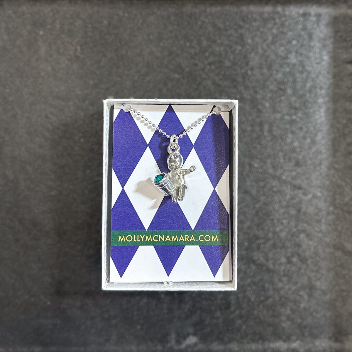 mardi gras mint julep pendant necklace