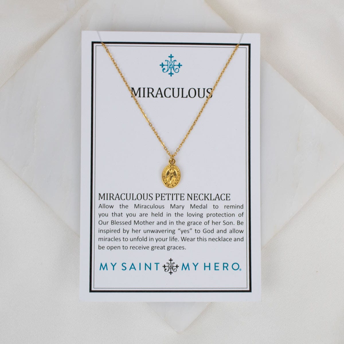 My Saint My Hero Petite Miraculous Mary Necklace Gold - Little Miss Muffin Children & Home