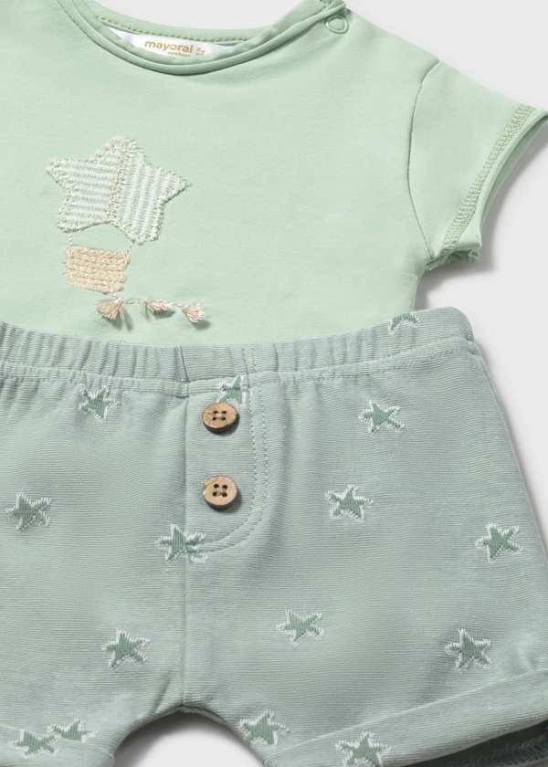 Newborn Knit T-Shirt & Shorts Set in Seaweed, 2 Colors Available