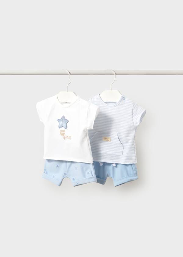 Mayoral Usa Inc Newborn Knit T-Shirt & Shorts Set in Sky, 2 Colors Available - Little Miss Muffin Children & Home