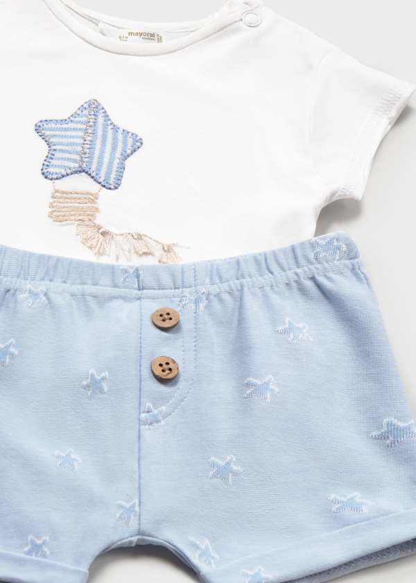 Newborn Knit T-Shirt & Shorts Set in Sky, 2 Colors Available