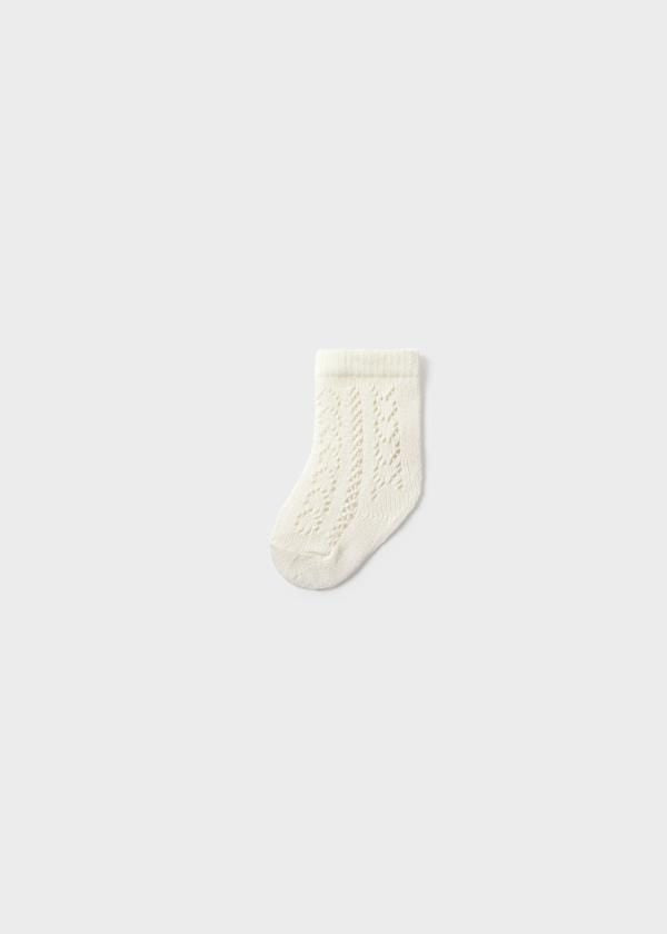 Newborn Openwork Crew Socks in Natural