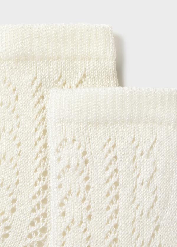 Newborn Openwork Crew Socks in Natural