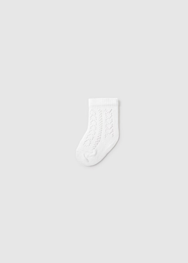 Newborn Openwork Crew Socks in White
