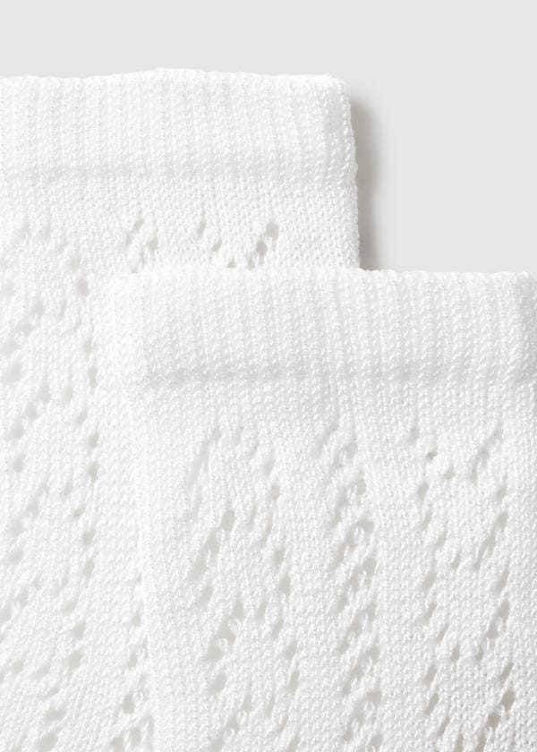 Newborn Openwork Crew Socks in White
