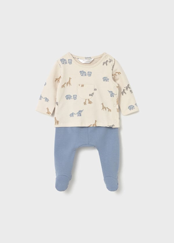 Mayoral Usa Inc 2 Piece Newborn Printed Sweatshirt & Pants Set in Blue Bell - Little Miss Muffin Children & Home