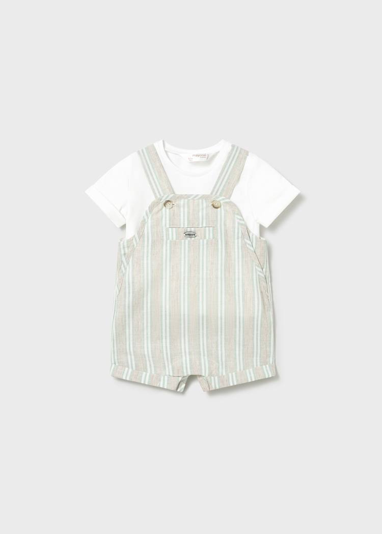 Mayoral Usa Inc Newborn Overall & T-Shirt Set in Aqua Stripe - Little Miss Muffin Children & Home