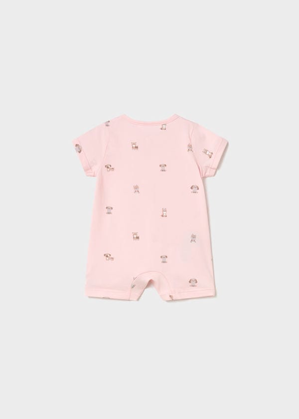 Newborn Printed Romper in Baby Pink