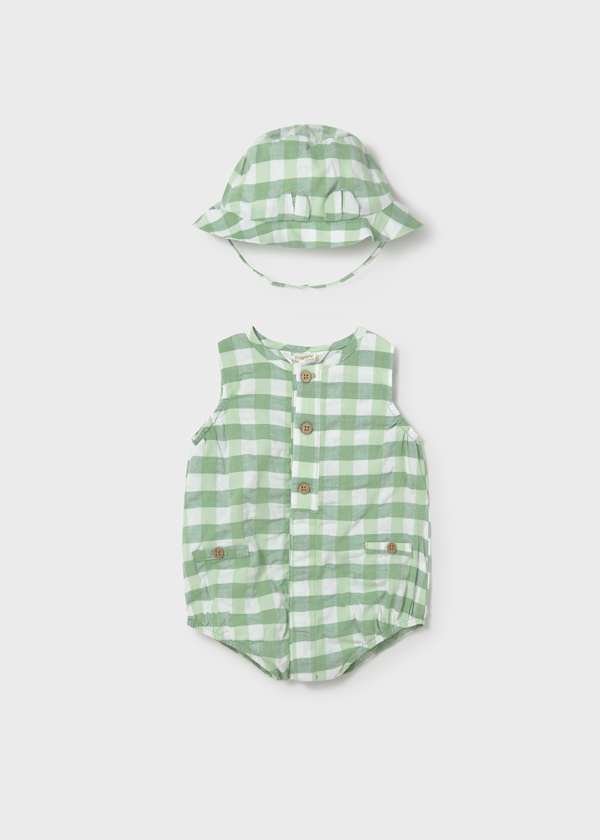 Newborn Button Front Romper & Hat Set in Apple