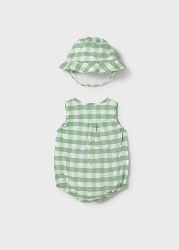 Newborn Button Front Romper & Hat Set in Apple