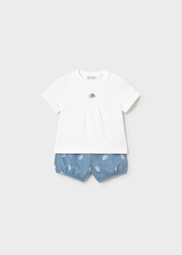 Newborn Printed Shorts & T-Shirt Set in Tide