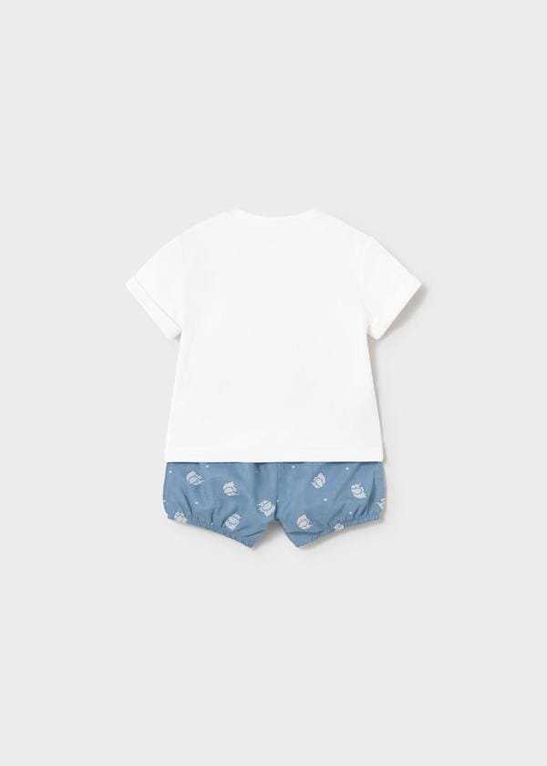 Newborn Printed Shorts & T-Shirt Set in Tide