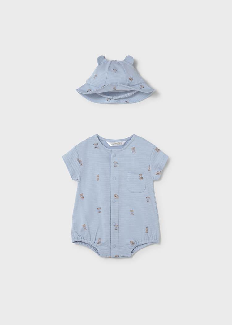 Mayoral Usa Inc Newborn Romper & Hat Set in Sky - Little Miss Muffin Children & Home