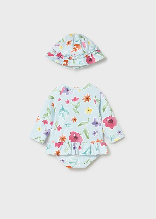 Mayoral Usa Inc Newborn Ruffled Long Sleeve Swim Suit with Hat in Hawaii - Little Miss Muffin Children & Home