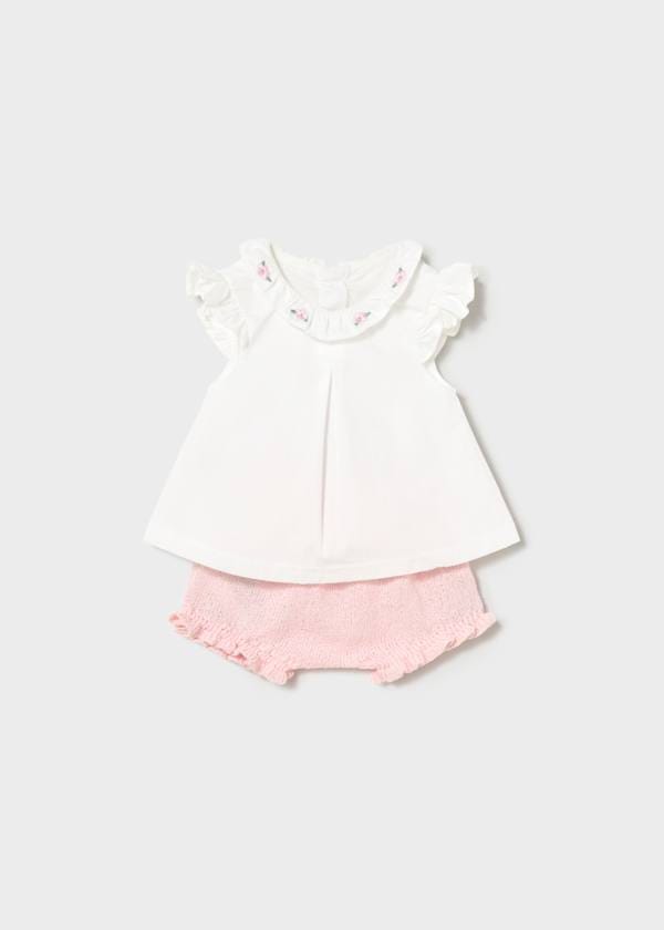 Mayoral Usa Inc Newborn Ruffled Blouse & Bloomers Set in Quartz Crystal - Little Miss Muffin Children & Home