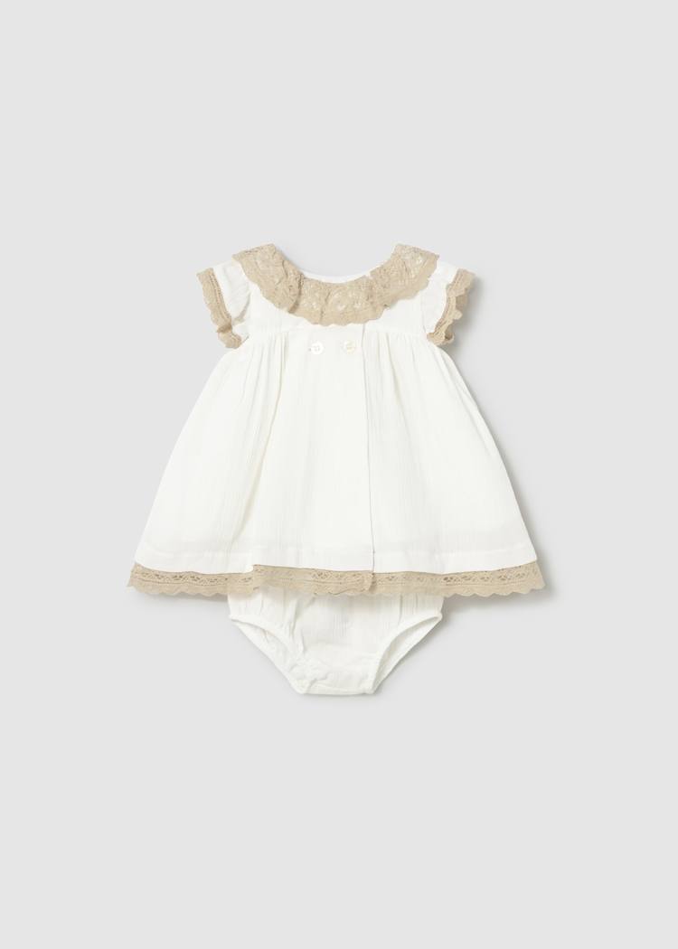Mayoral Usa Inc Lace Trimmed Gauze Dress with Bloomers - Little Miss Muffin Children & Home