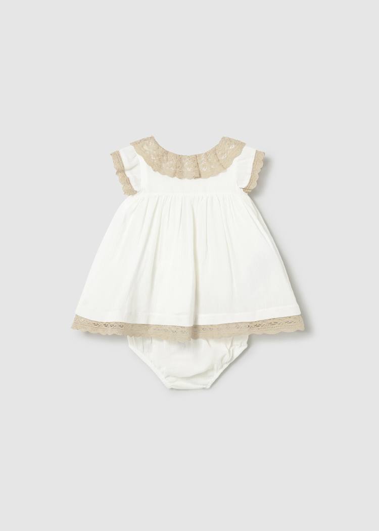 Lace Trimmed Gauze Dress with Bloomers