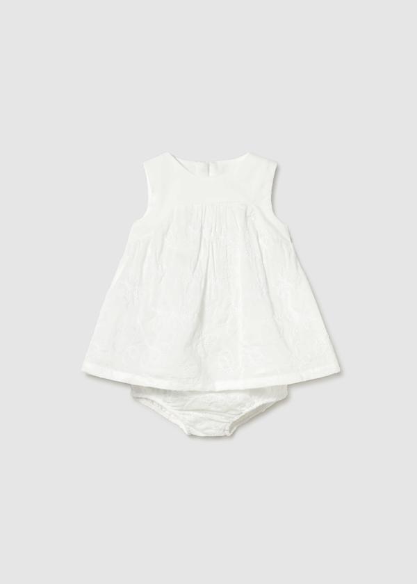 Newborn Embroidered Dress & Bloomer Set in White