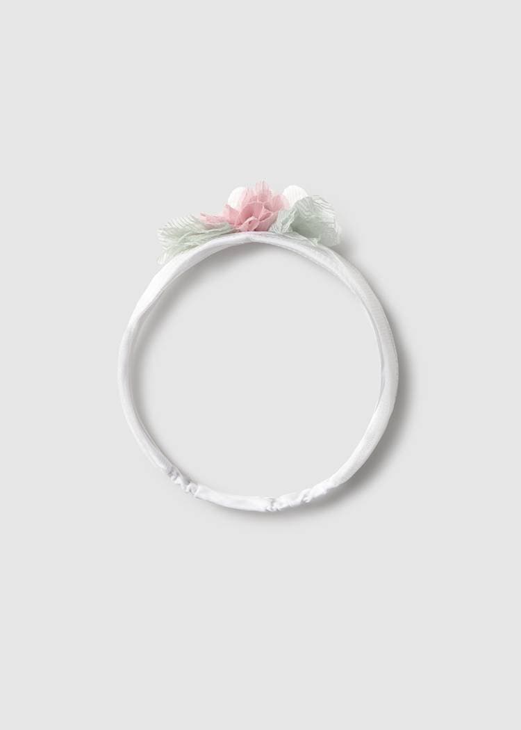 Newborn Headband with Flower in White