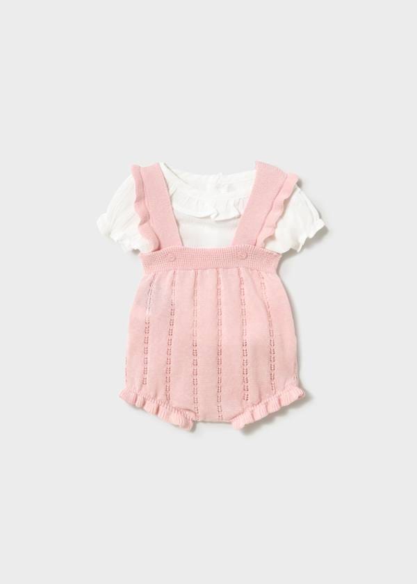 Newborn Knit Overall & Blouse Set in Crystal Quartz