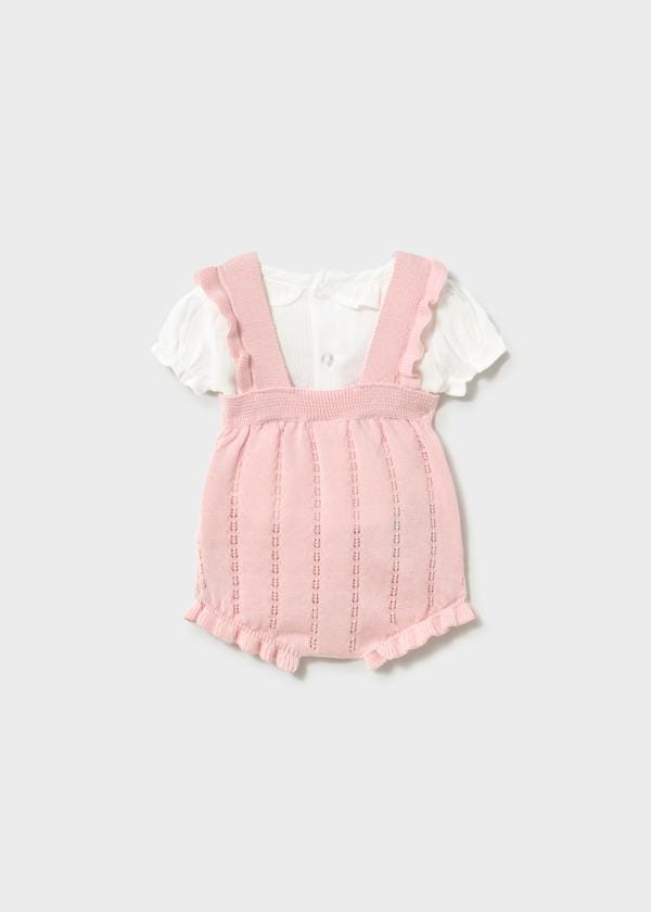 Newborn Knit Overall & Blouse Set in Crystal Quartz