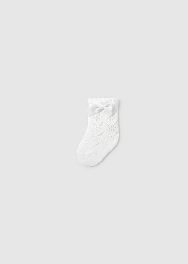 Newborn Openwork Bow Socks in White