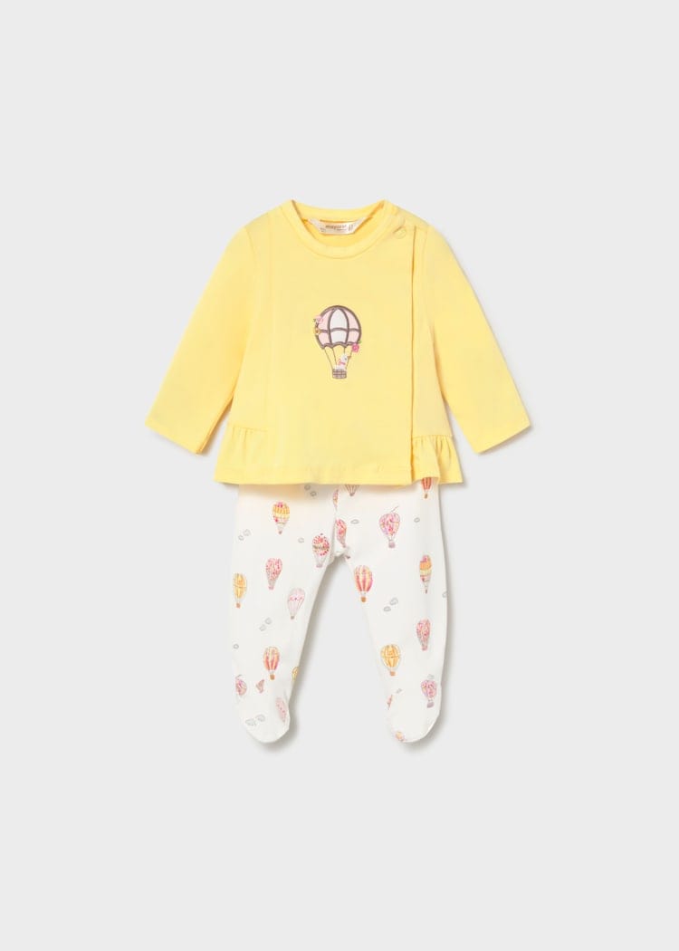 Newborn Footed Pants & Ruffled Top Set in Sunny