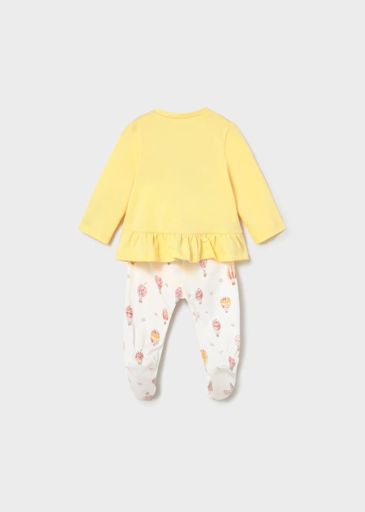 Newborn Footed Pants & Ruffled Top Set in Sunny