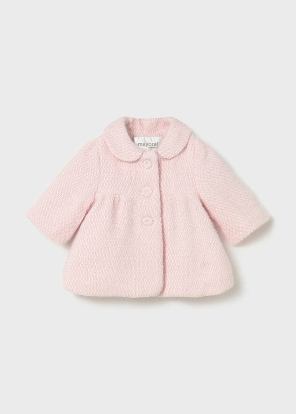Waffle Knit Newborn Coat in Baby Pink