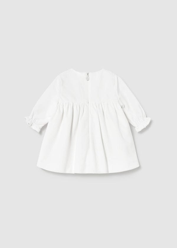 Mayoral Usa Inc Newborn Velvet Dress in Ecru - Little Miss Muffin Children & Home