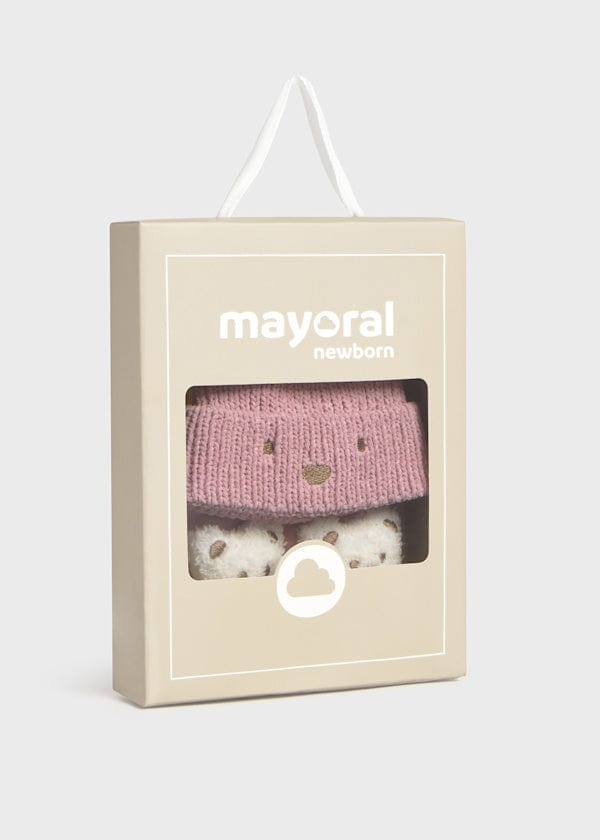 pink beanie hat and socks set