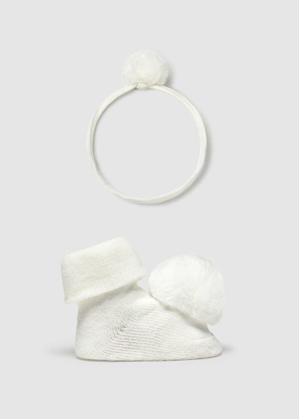 pom pom headband and socks set for baby