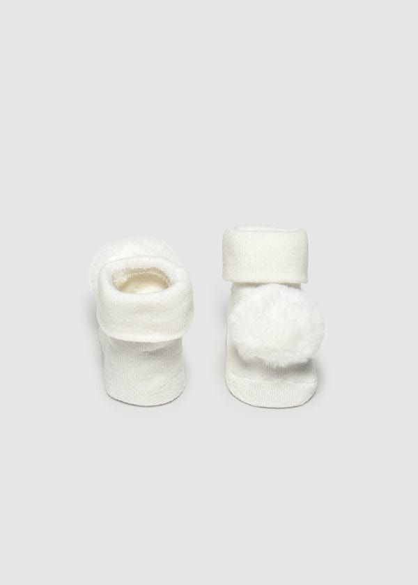 headband and socks set for baby with pom pom