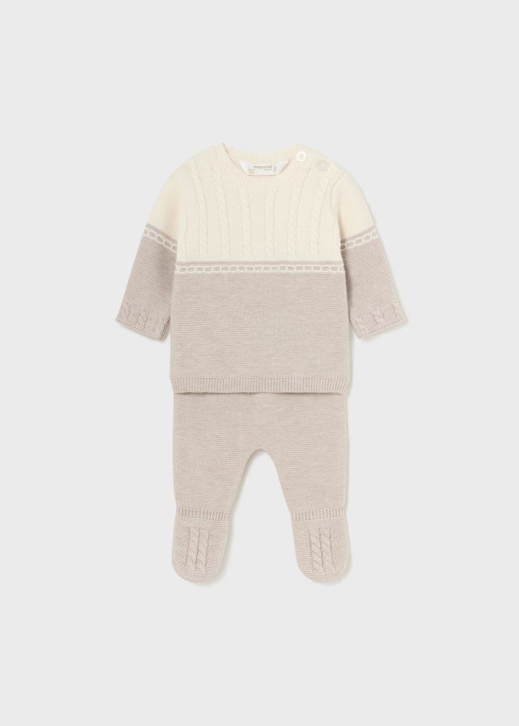 Mayoral Usa Inc Mayoral 2-Piece Knit Set for Baby Striped Sweater and Footed Pant in H. Walnut - Little Miss Muffin Children & Home